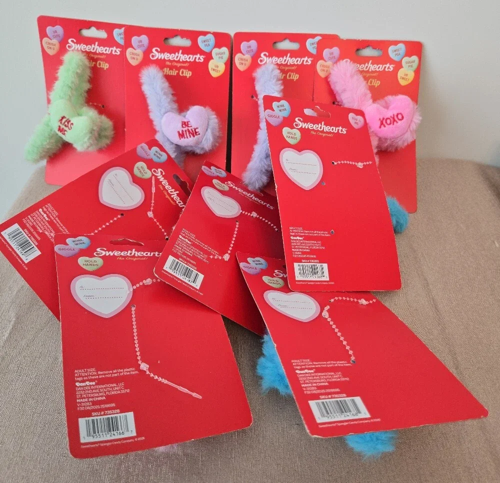 Sweethearts Plush Hair Clip Bundle (9 Pack) – Valentine Hearts Collection